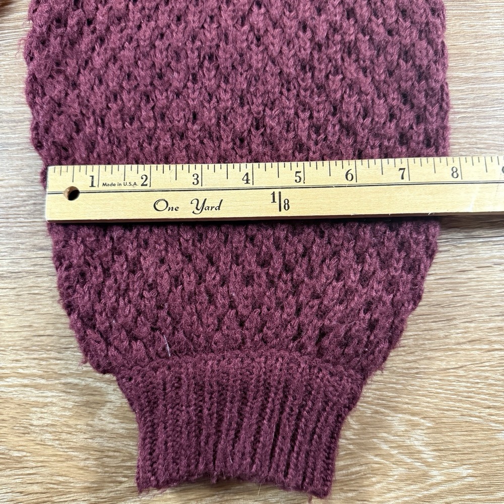 H&M Women's Chunky Knit Mock Neck Sweater Small Burgundy Textured Pullover - Picture 9 of 10